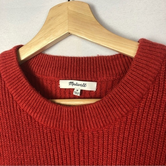 Madewell Patch Pocket Crewneck Rust Orange Pullover Sweater M - Picture 4 of 4